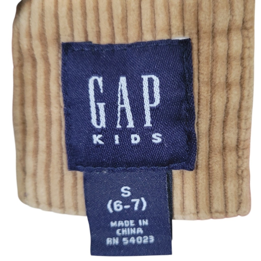 Gap Kids Tan Corduroy Double Breasted Jacket Sz S 6-7 Butterfly Leaf Lined A710 - Picture 6 of 7